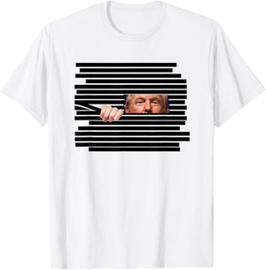 Funny Trump Peeking Through Redactions Meme Political Satire T-Shirt - T-Shirt | White