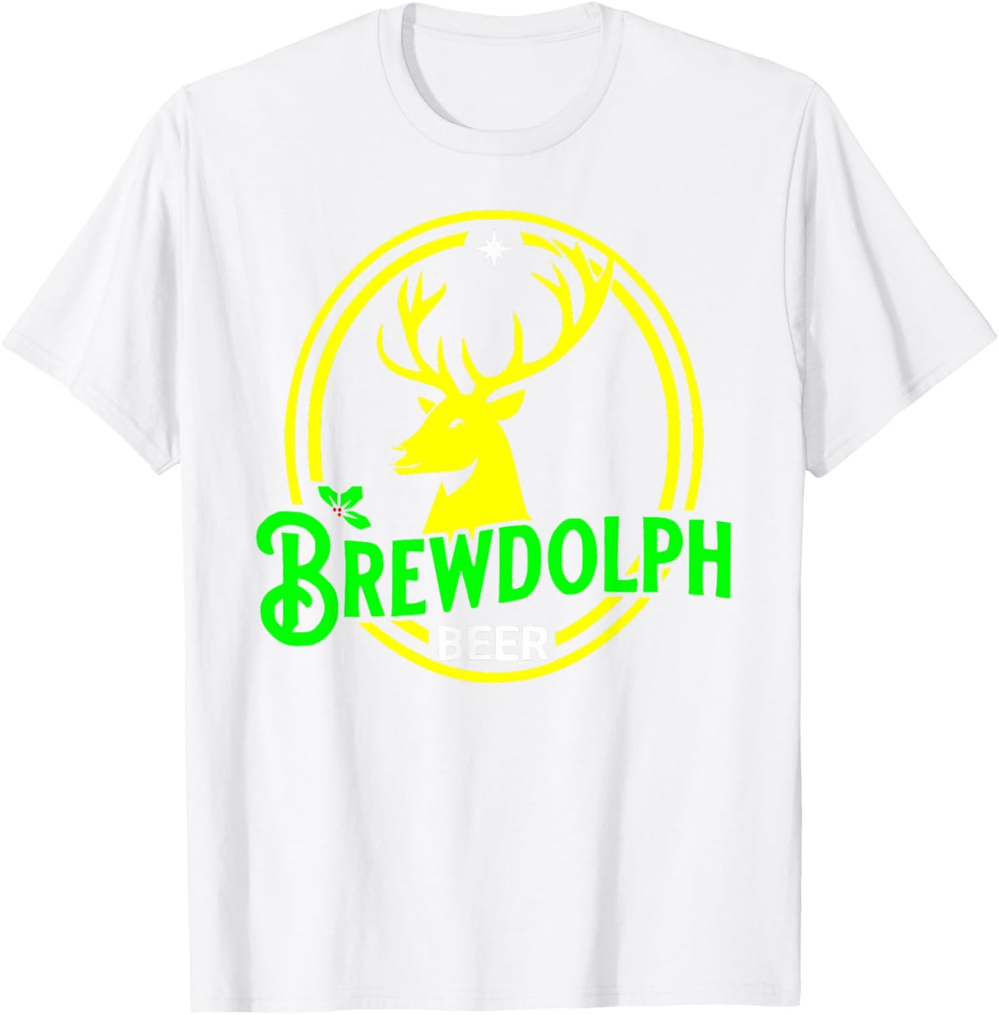 Brewdolph Funny Reindeer Holidays Christmas Beer Drinking T-Shirt - T-Shirt | White