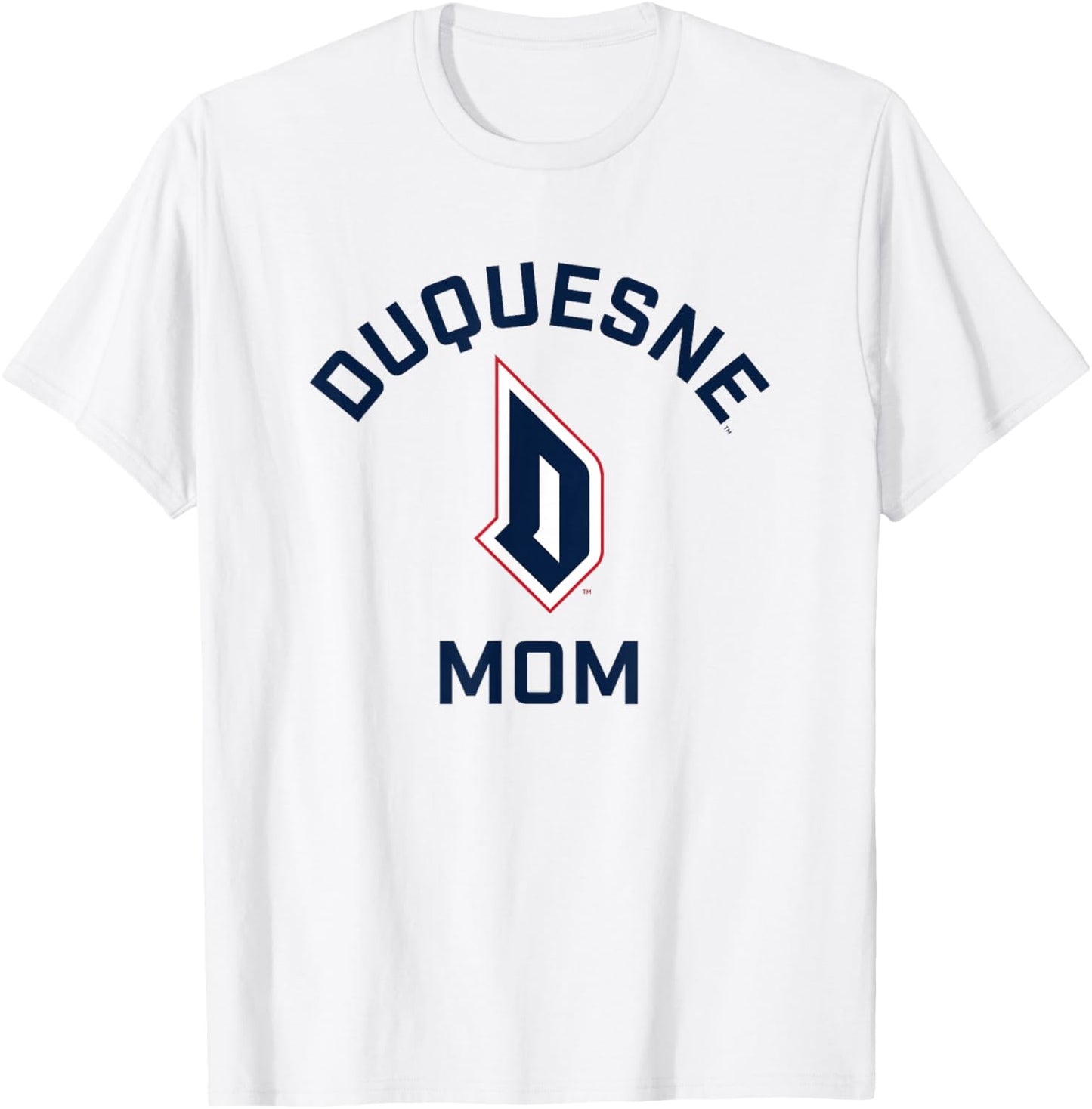 Campus Lab Duquesne University Dukes Arched Mom - Grey, -Adults, Short Sleeve, College Team Logo T-Shirt - T-Shirt | White