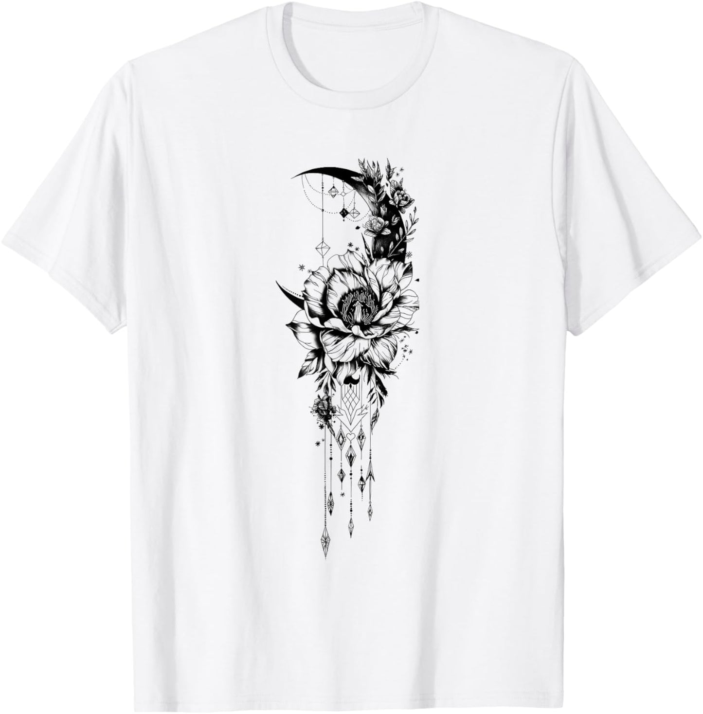 Celestial and Mystical Moon Goth T-Shirt - T-Shirt | White