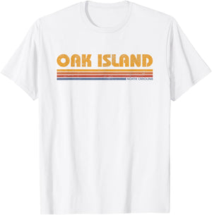 Vintage Oak Island North Carolina Beach Vacation Souvenir Men Women Kids T-Shirt - T-Shirt | White