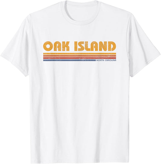 Vintage Oak Island North Carolina Beach Vacation Souvenir Men Women Kids T-Shirt - T-Shirt | White
