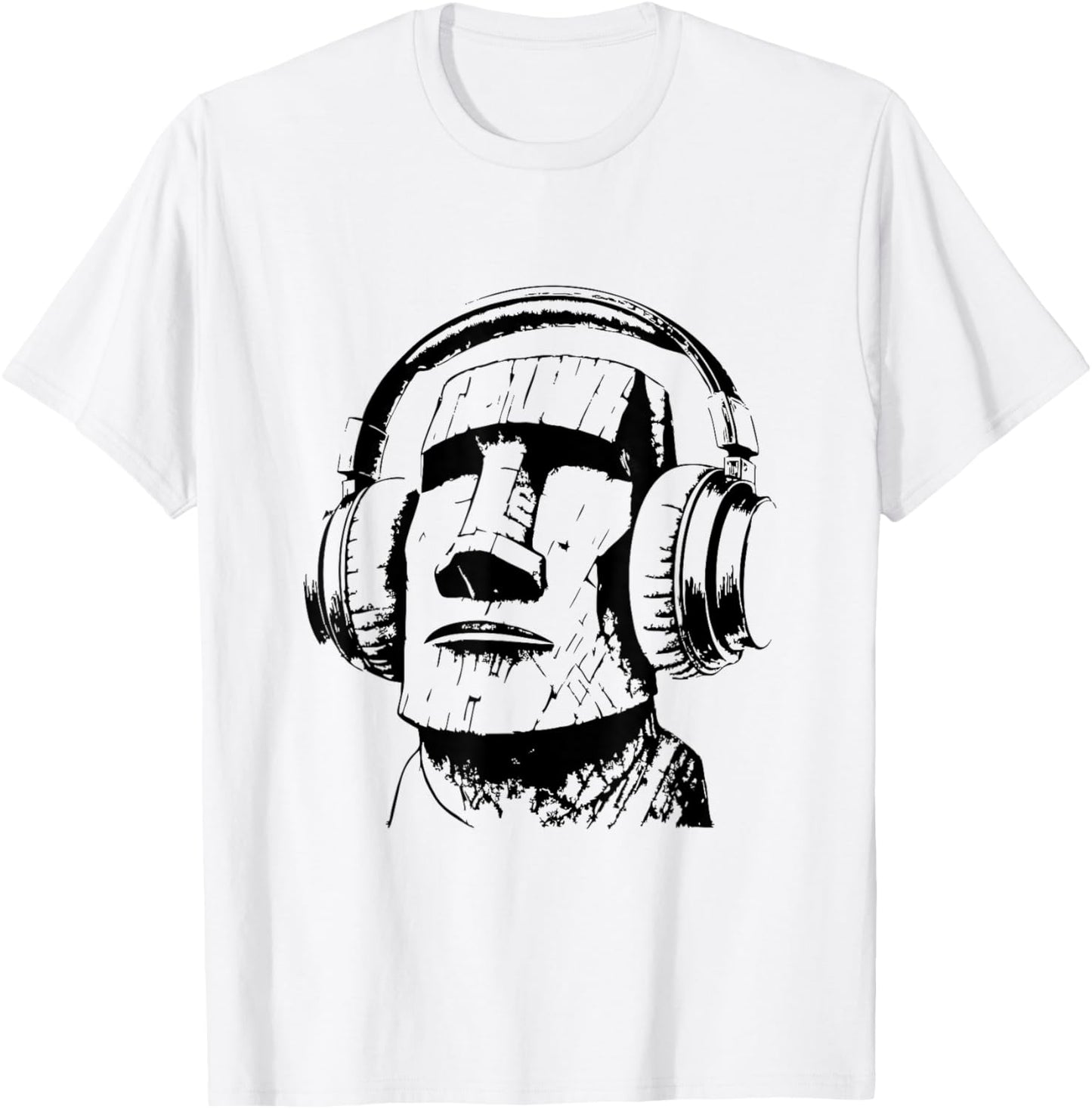Easter island moai with Headphones, Isla de Pascua T-Shirt - T-Shirt | White