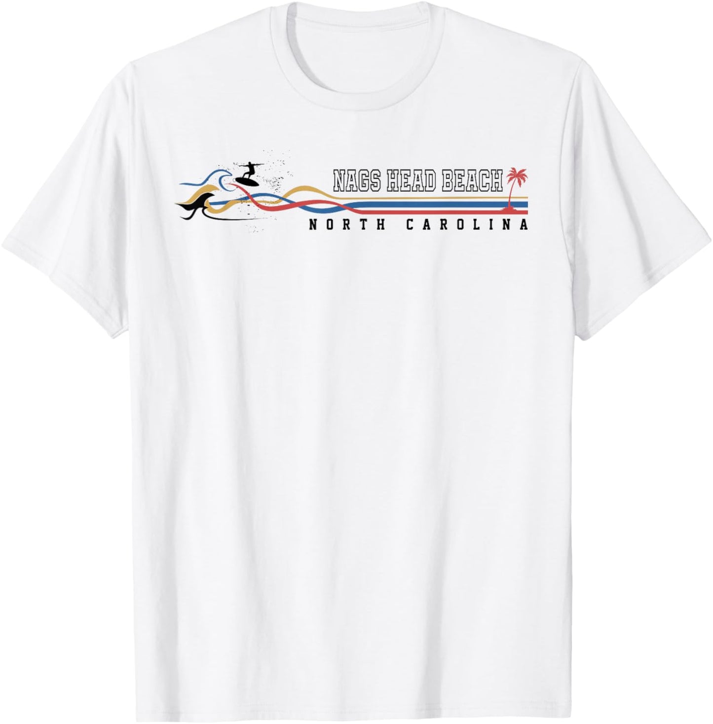Nags Head Beach North Carolina Vintage Surfboarder Women Kids T-Shirt - T-Shirt | White