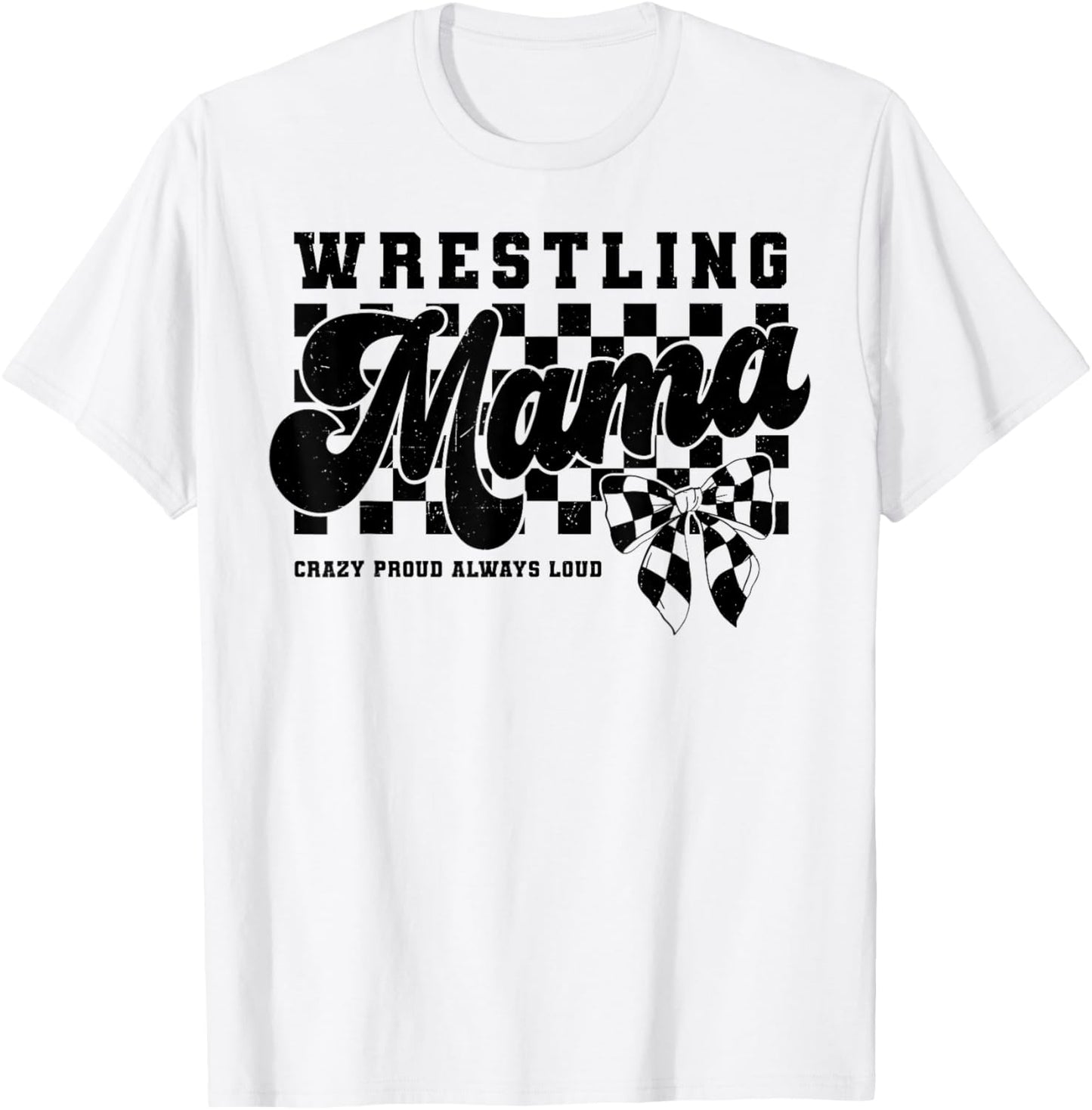 Wrestling Mama Coquette Bow Wrestler Sports Mother's Day T-Shirt - T-Shirt | White