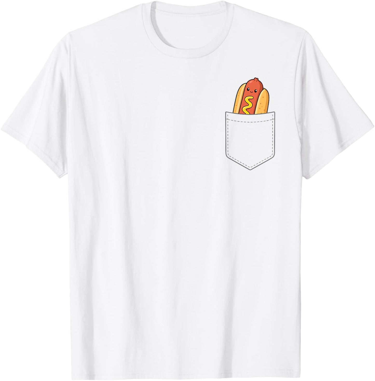 Hot Dog in Pocket Fast Food Lover Foodie Funny Pocket Hotdog T-Shirt - T-Shirt | White