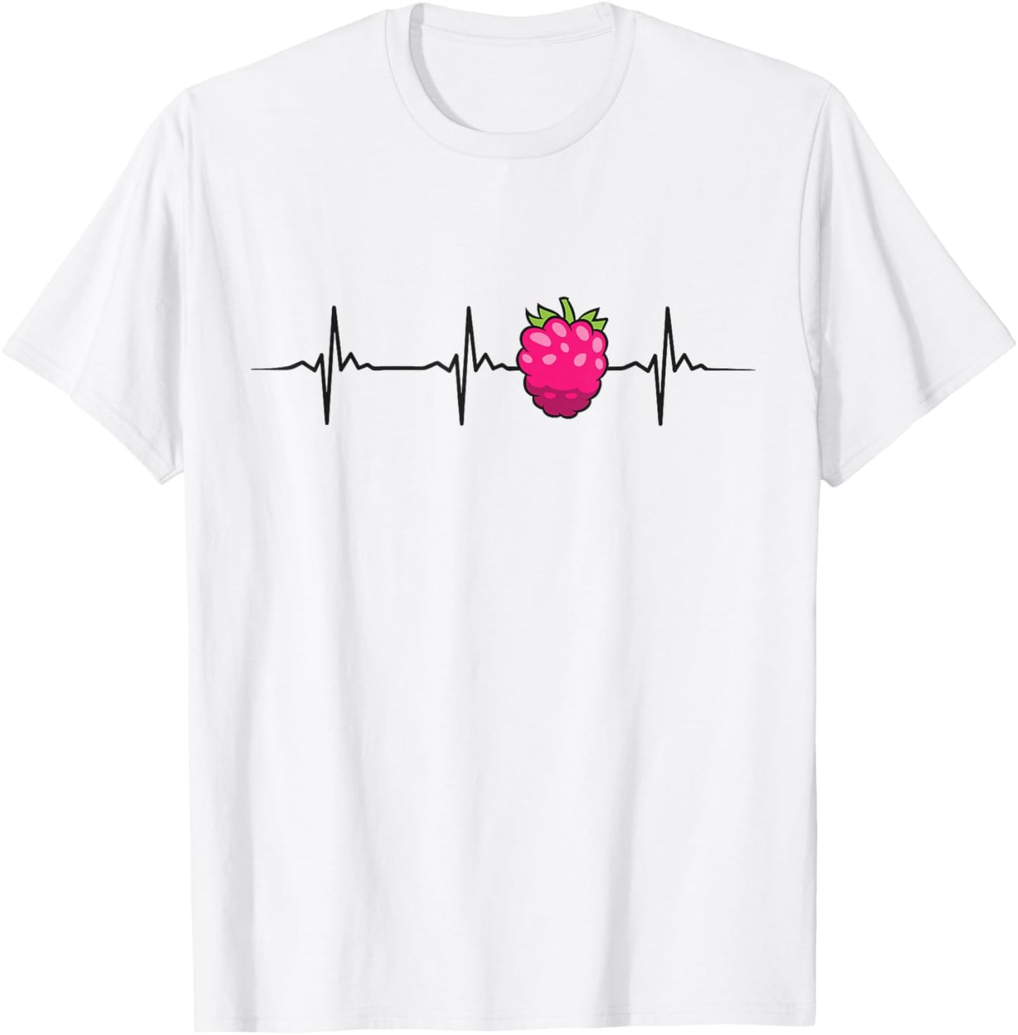 Raspberry Heartbeat Kawaii Raspberry Fruit T-Shirt - T-Shirt | White