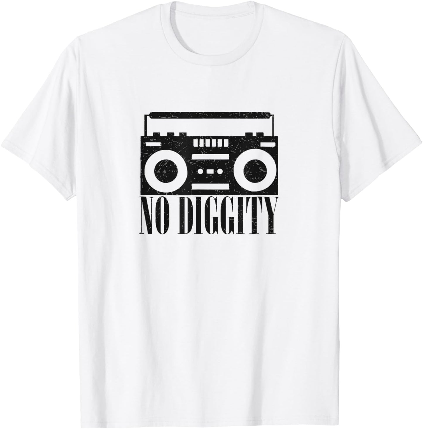 "No Diggity" Retro Boombox Graphic Old School Hip Hop T-Shirt - T-Shirt | White