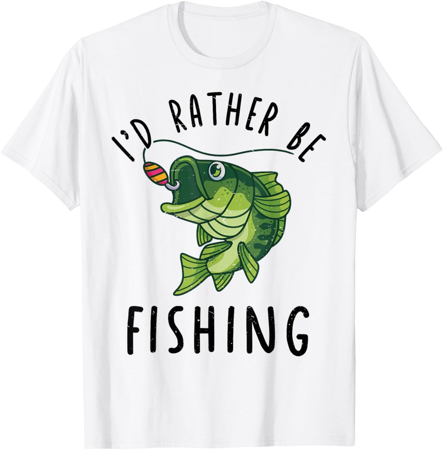 Kid Id Rather Be Fishing Youth Boy Bass Fish Funny Fisherman T-Shirt - T-Shirt | White