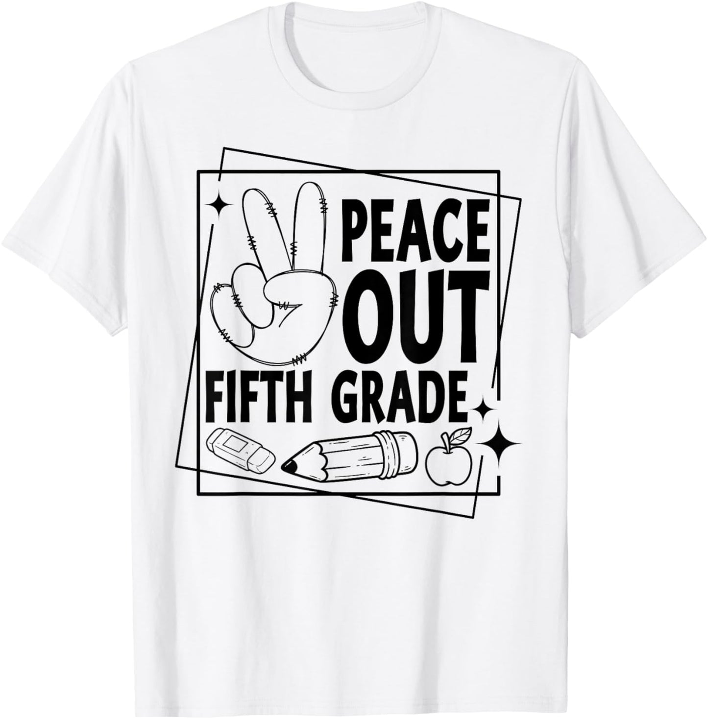 Peace Out Fifth Grade Student Last Day of School Graduation T-Shirt - T-Shirt | White