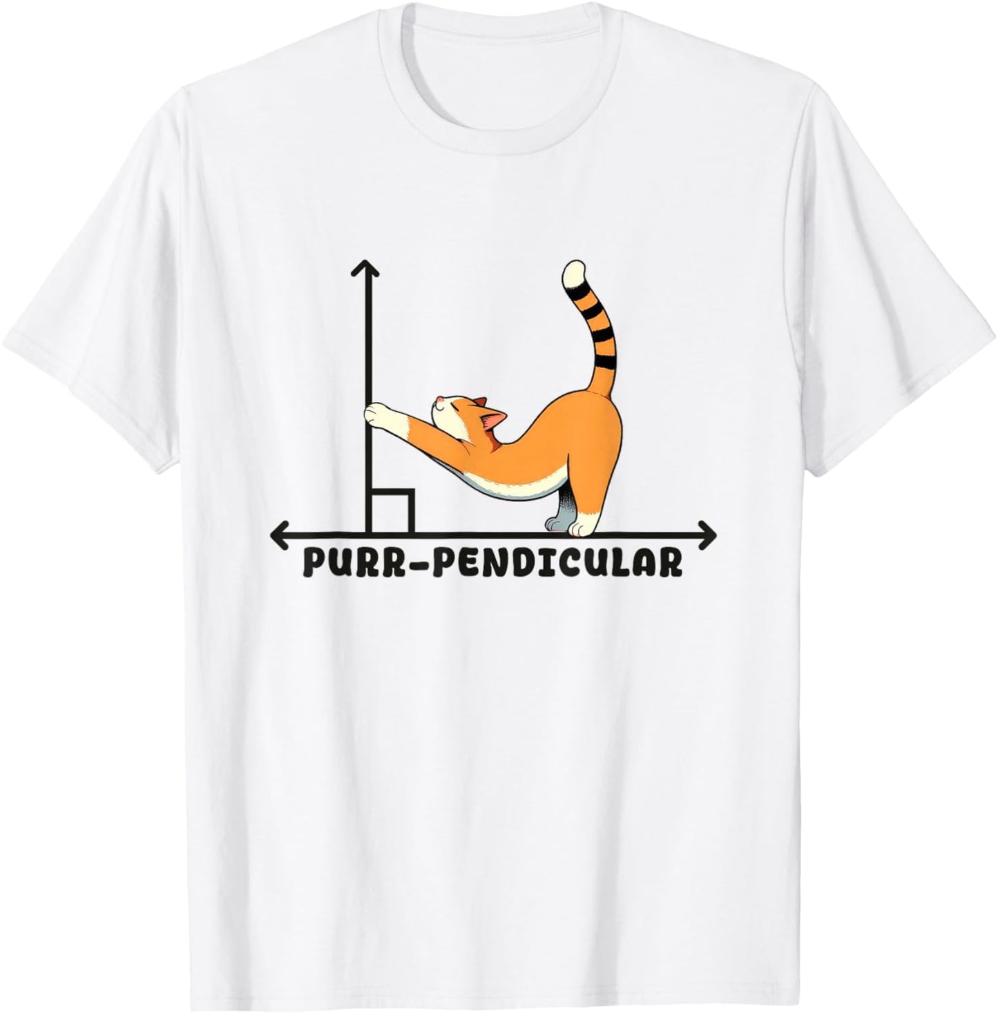 Cute Math Cat Lover Purr-Pendicular Kitten Math Pun Geometry T-Shirt - T-Shirt | White