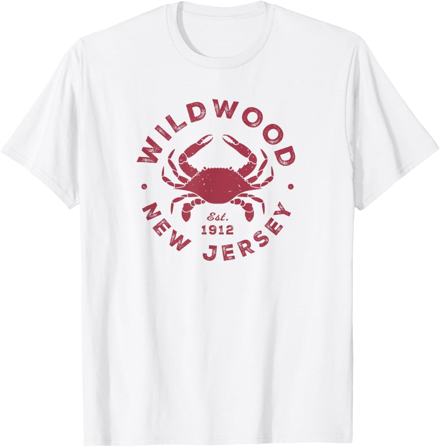Vintage Wildwood New Jersey Atlantic Crab Beach Souvenir T-Shirt - T-Shirt | White
