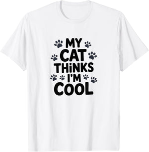 My Cat Thinks I'm Cool, Paw Prints T-Shirt - T-Shirt | White