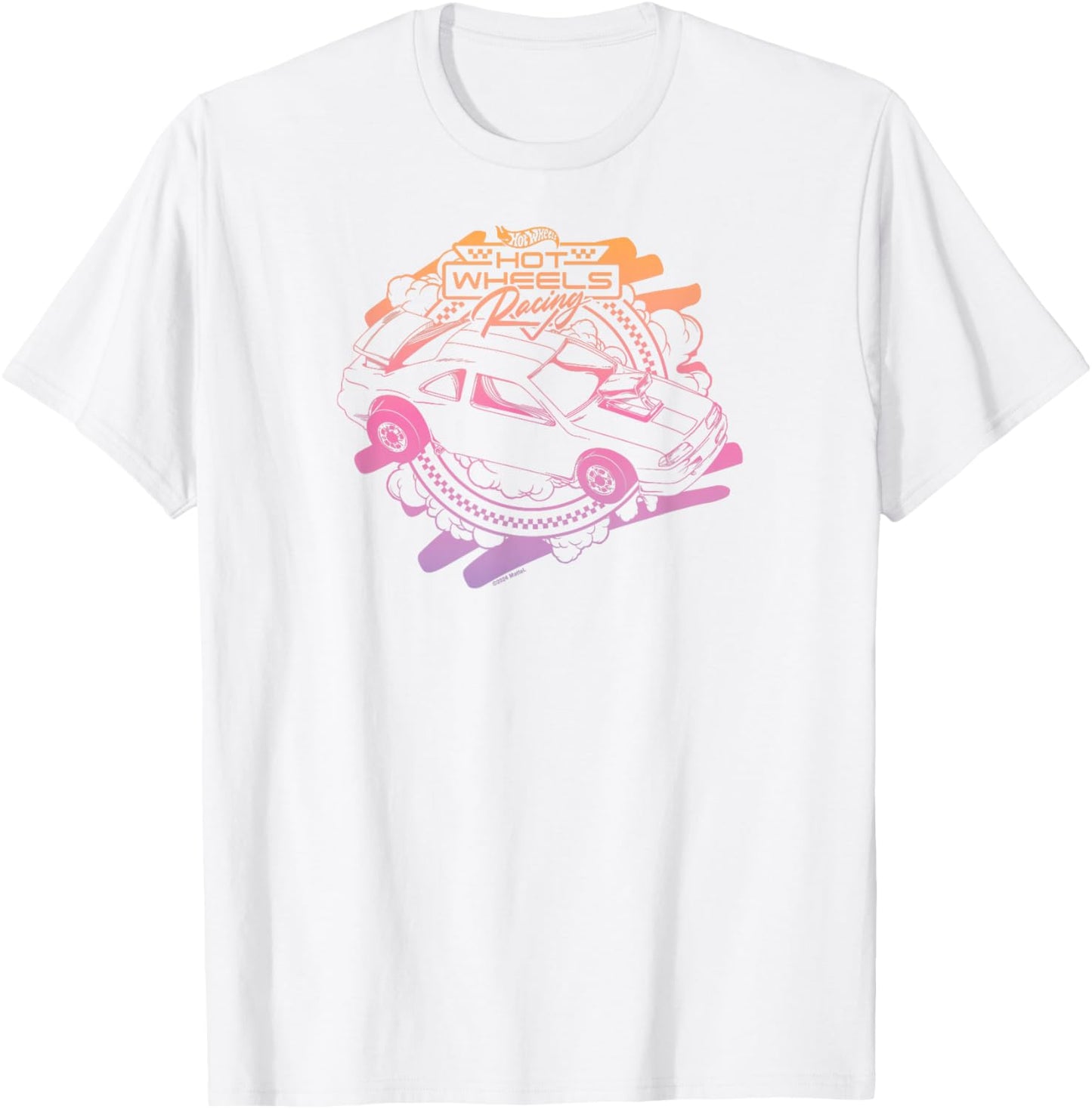 Hot Wheels - Racing Car Gradient Checked Circle T-Shirt - T-Shirt | White