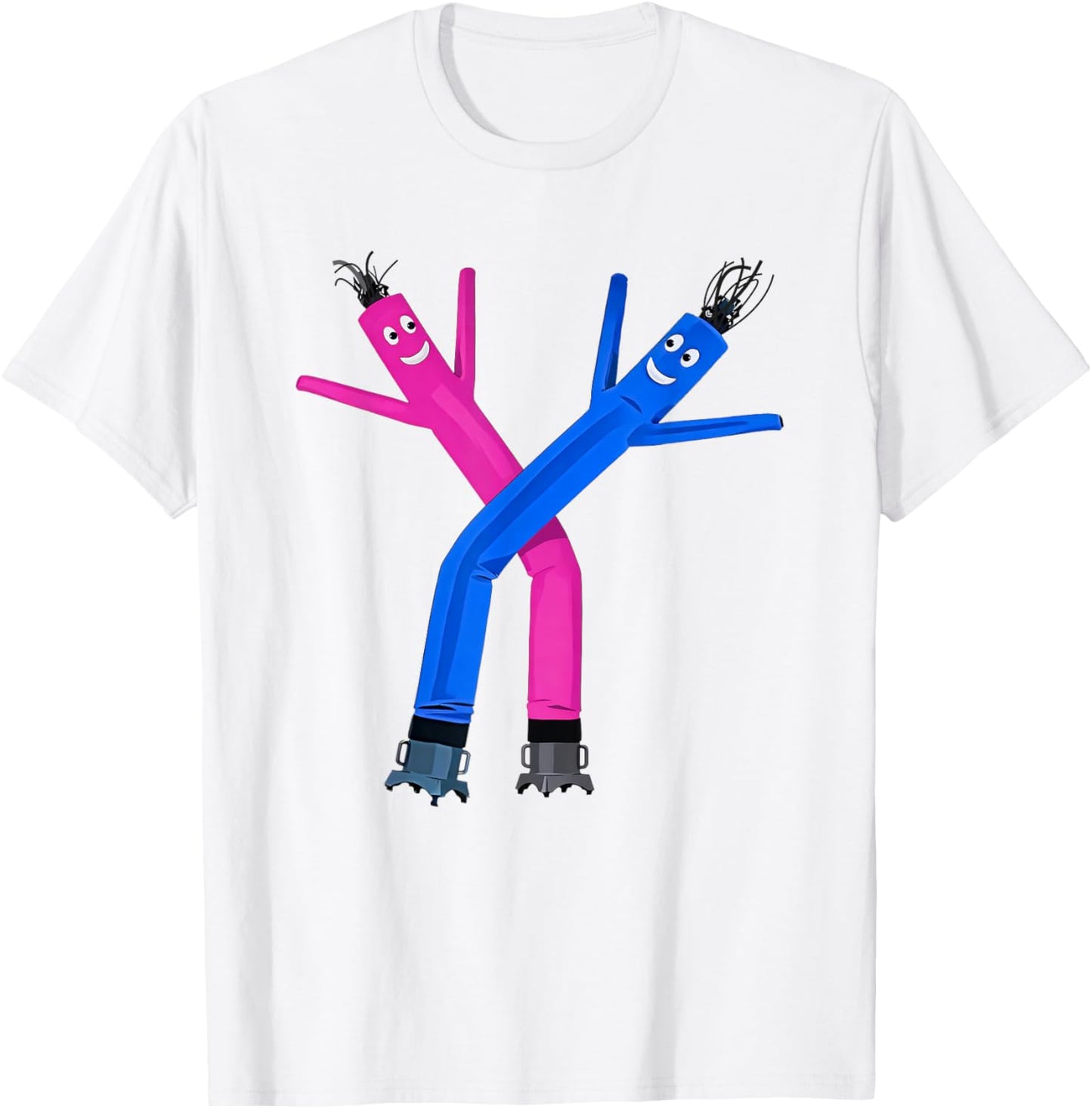 Dancing Inflatable Pink & Blue Wind Tube Dancers Fun Party T-Shirt - T-Shirt | White