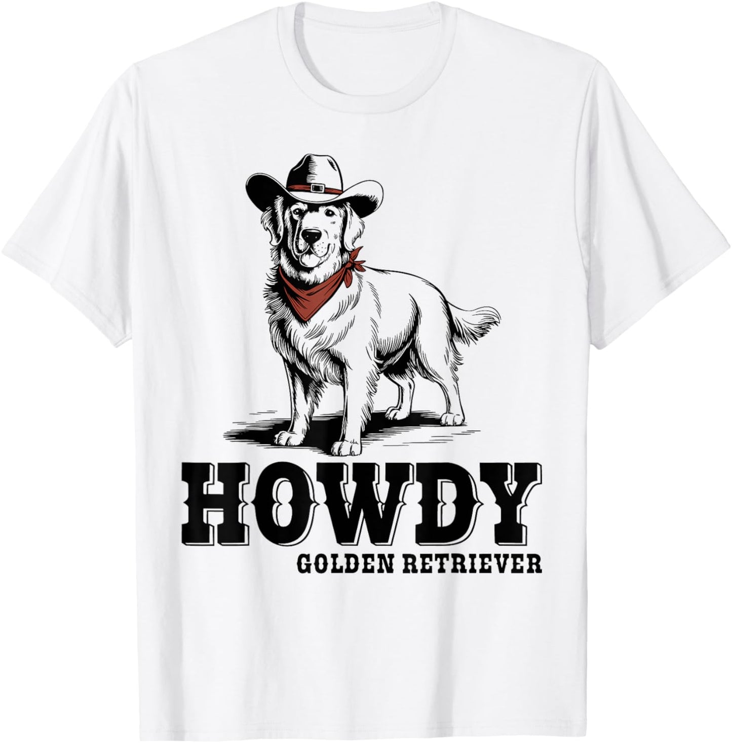 Howdy Golden Retriever Cowboy Vintage Dog Lovers T-Shirt - T-Shirt | White
