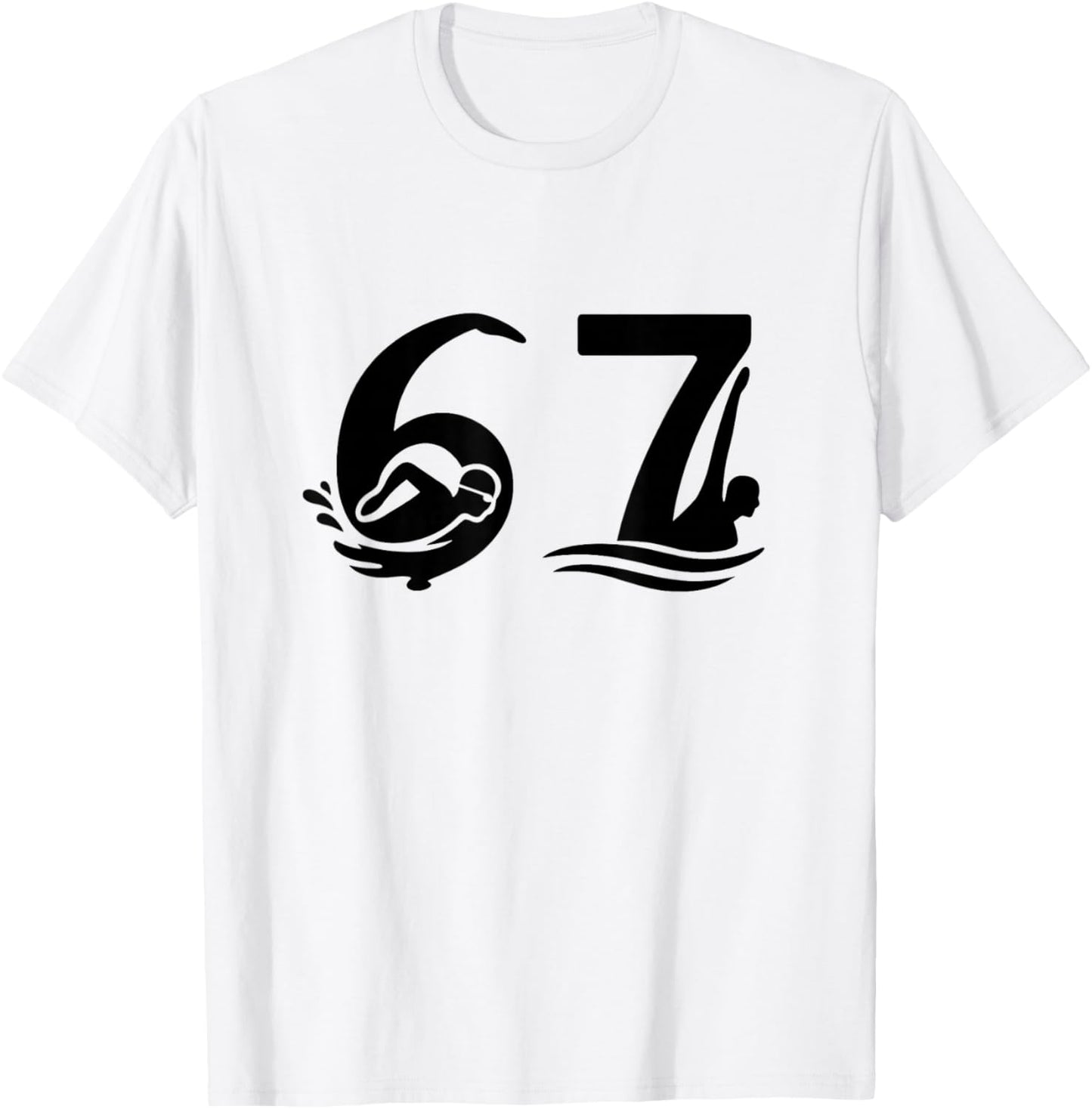 Fun 6 7 Swimmer Graphic Six Seven Swimming Swim Team T-Shirt - T-Shirt | White