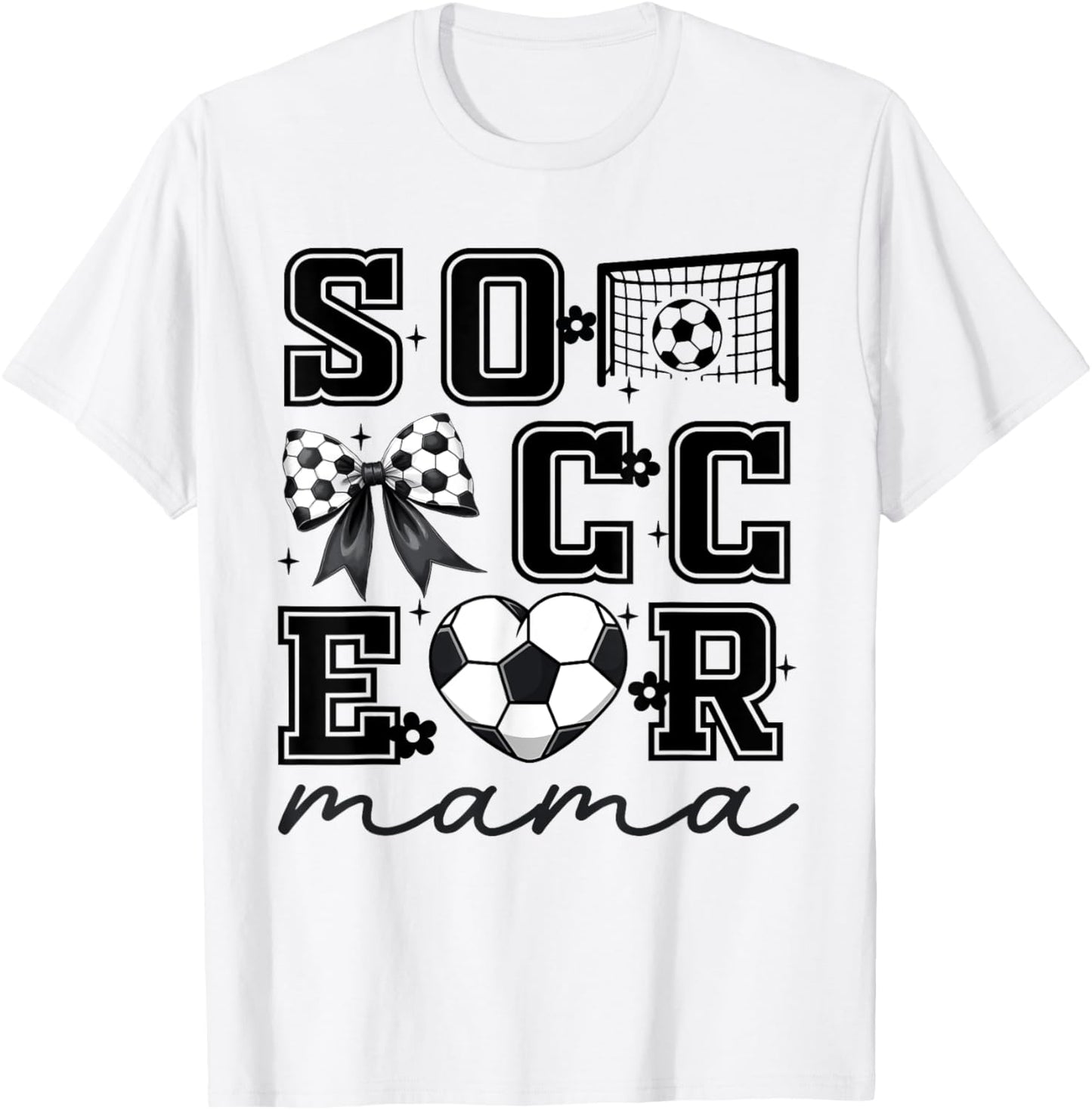 Soccer Mama Coquette Bow Funny Soccer Cheer Mama T-Shirt - T-Shirt | White