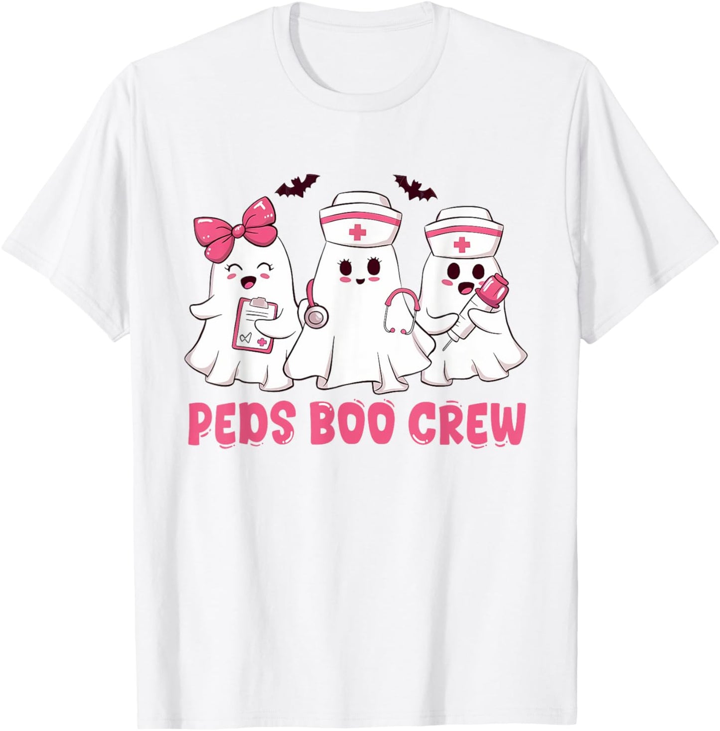 Pediatric Nurse shirt Halloween Peds Boo Crew Halloween T-Shirt - T-Shirt | White