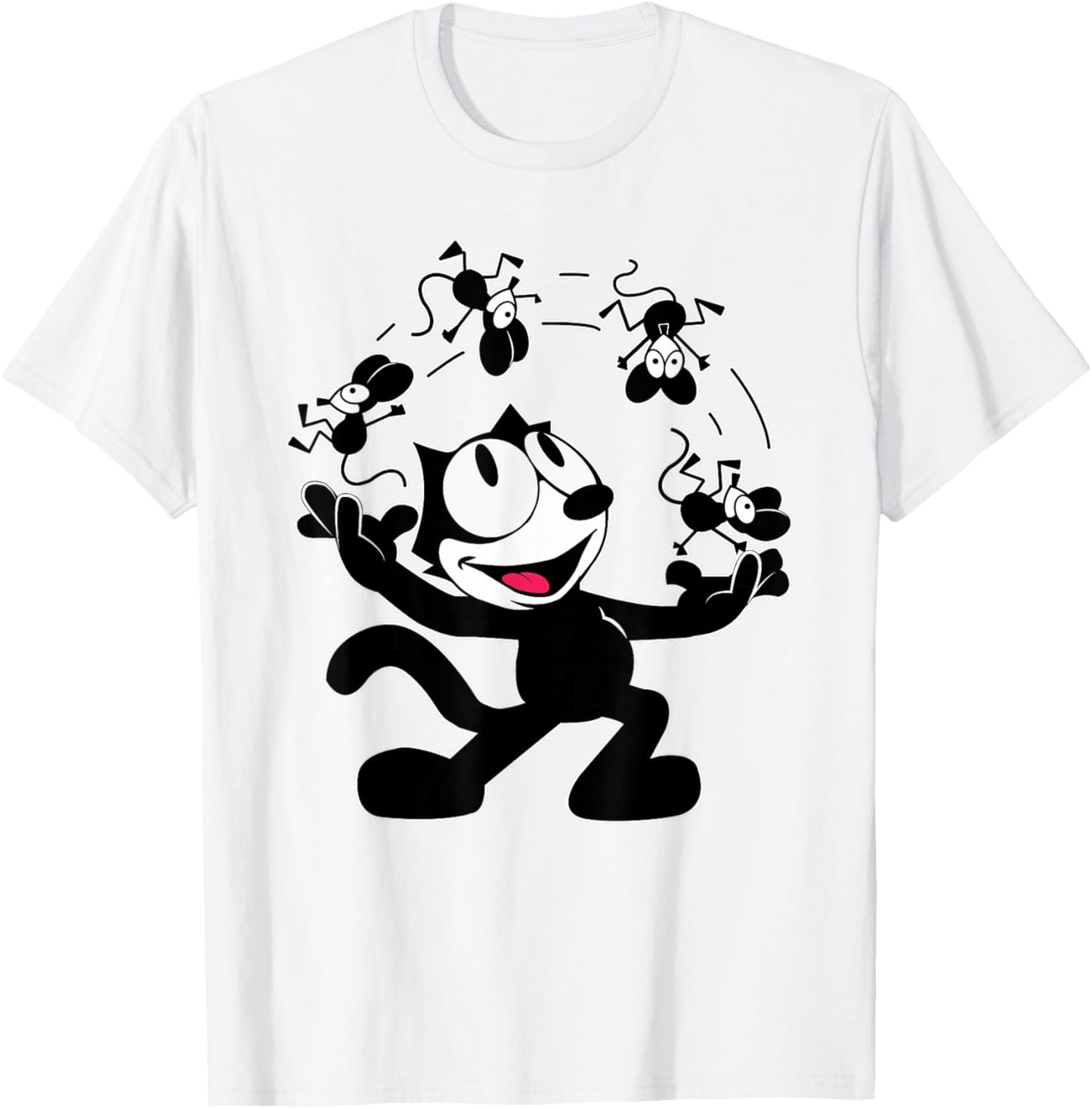Felix Cat Juggling Mice Vintage Cartoon Retro Graphic Fun T-Shirt - T-Shirt | White