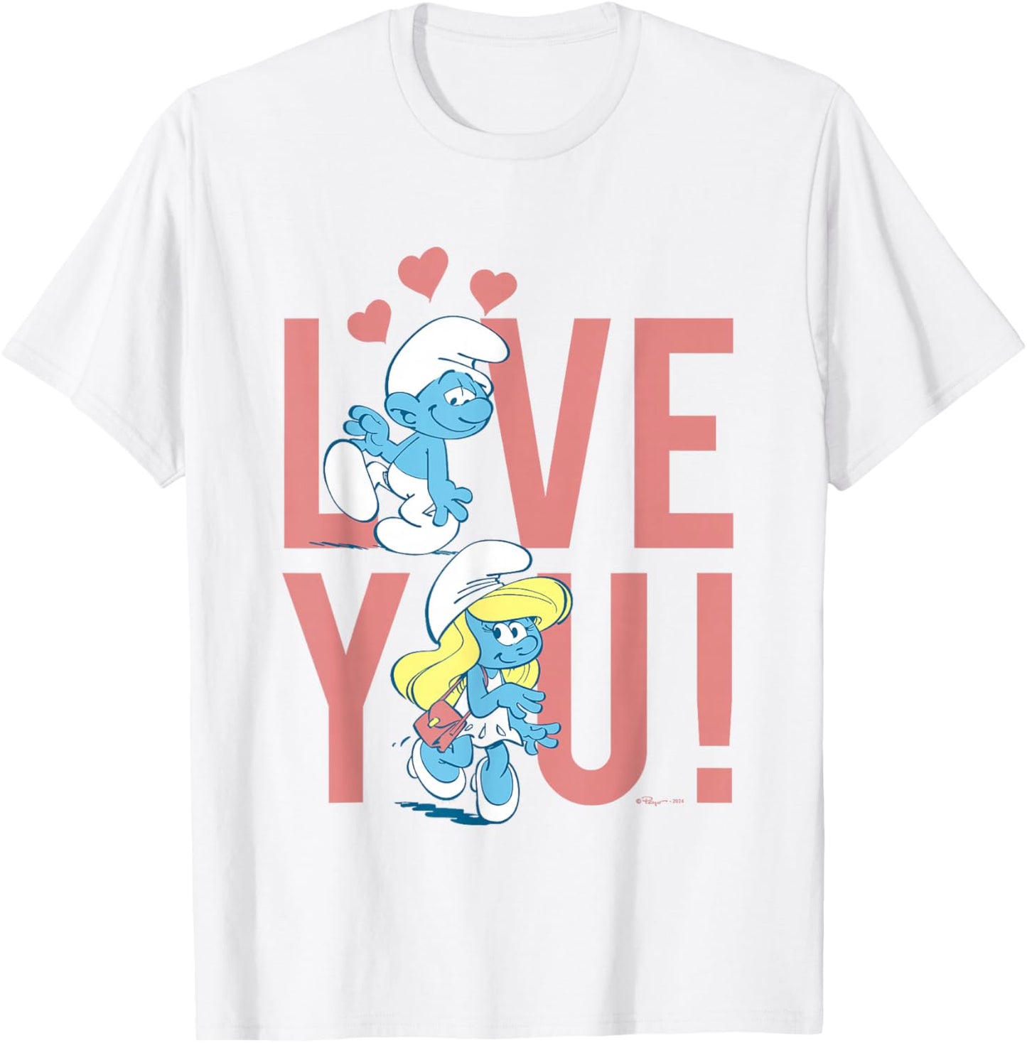 The Smurfs Valentine's Day Love You! Smurfs In Love Big Logo T-Shirt - T-Shirt | White