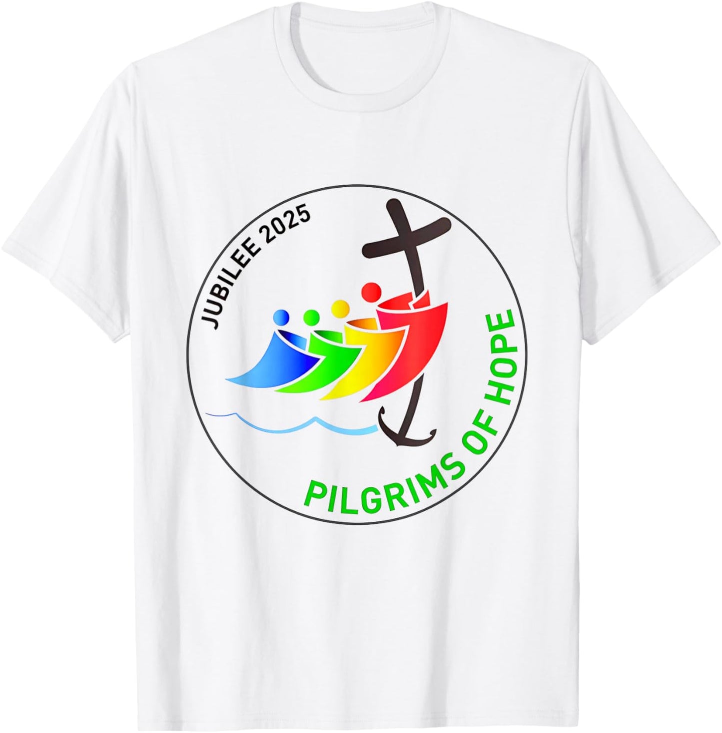 Catholic Jubilee 2025 Stained Glass Pilgrims Of Hope T-Shirt - T-Shirt | White