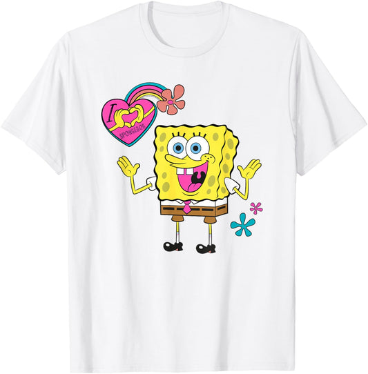 Spongebob Squarepants Heart Hands Pose Spring T-Shirt - T-Shirt | White