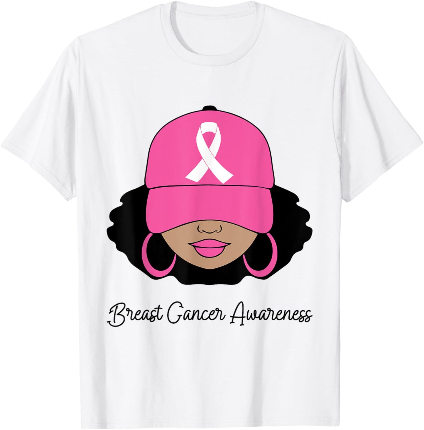 Black Women Pink Breast Cancer Awareness Warrior Women Girls T-Shirt - T-Shirt | White