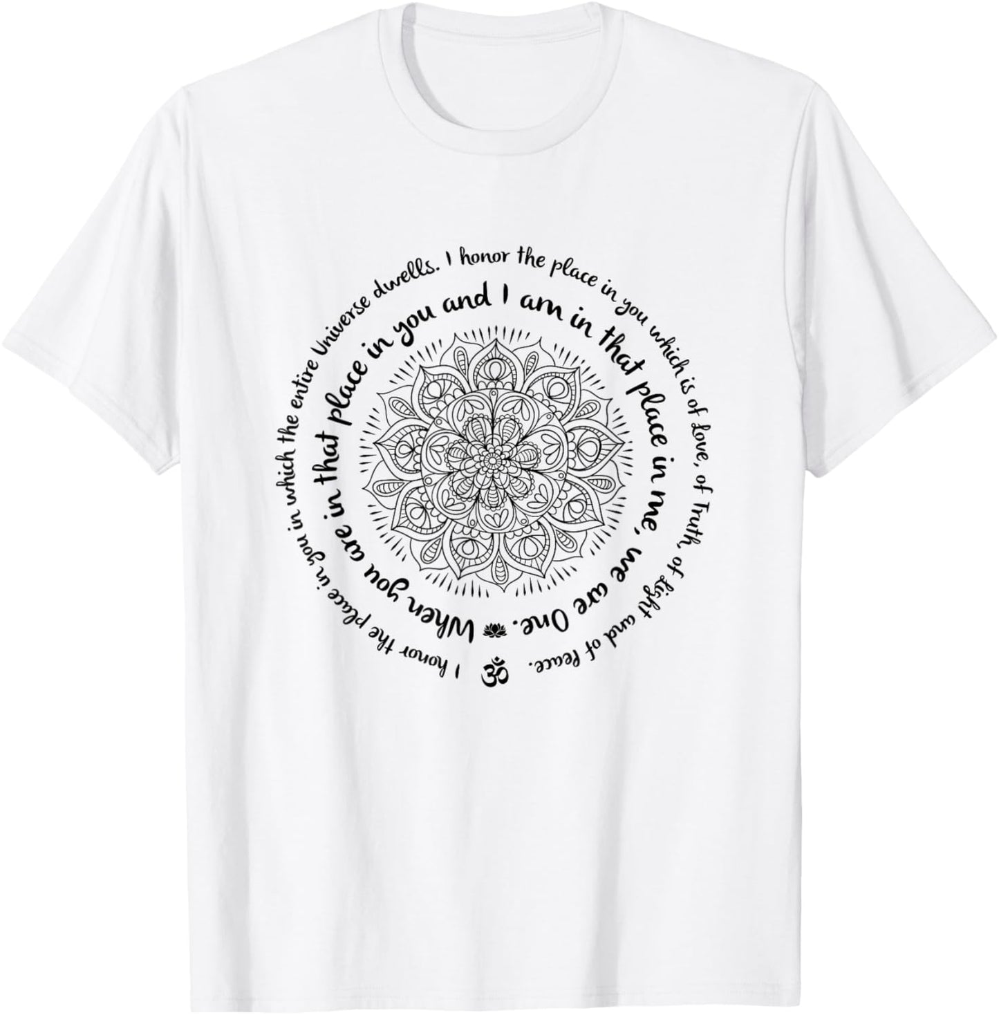 WE ARE ONE Namaste Happy Zen Yoga Meditation Mandala Design T-Shirt - T-Shirt | White