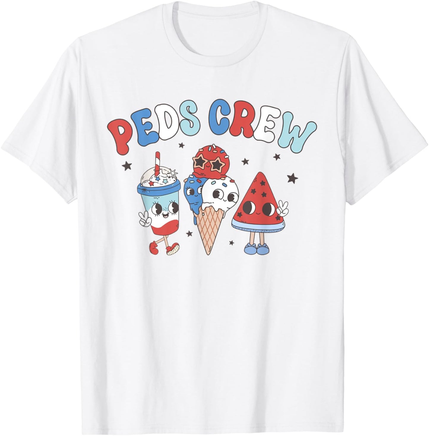 Retro PEDS Crew 4th Of July Popsicle Pediatric Nurse Women T-Shirt - T-Shirt | White