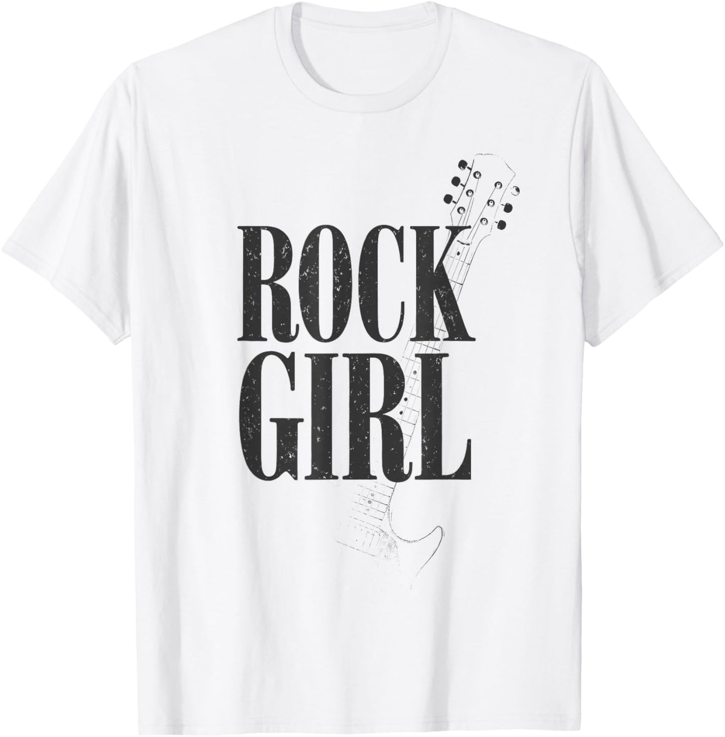 Rock Girl Guitarist Girls Rock, Rock'n Roll Girl Guitar Band T-Shirt - T-Shirt | White