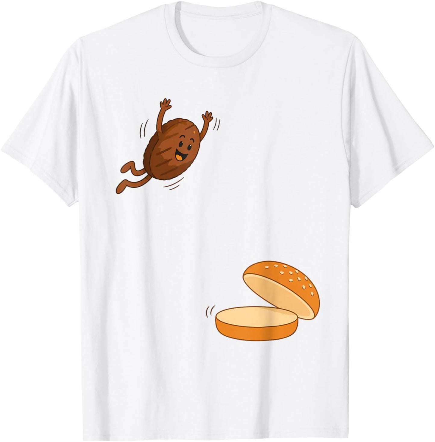 Burger Jumping Into Bun Funny Fast Food Joke Boys Youth Kids T-Shirt - T-Shirt | White