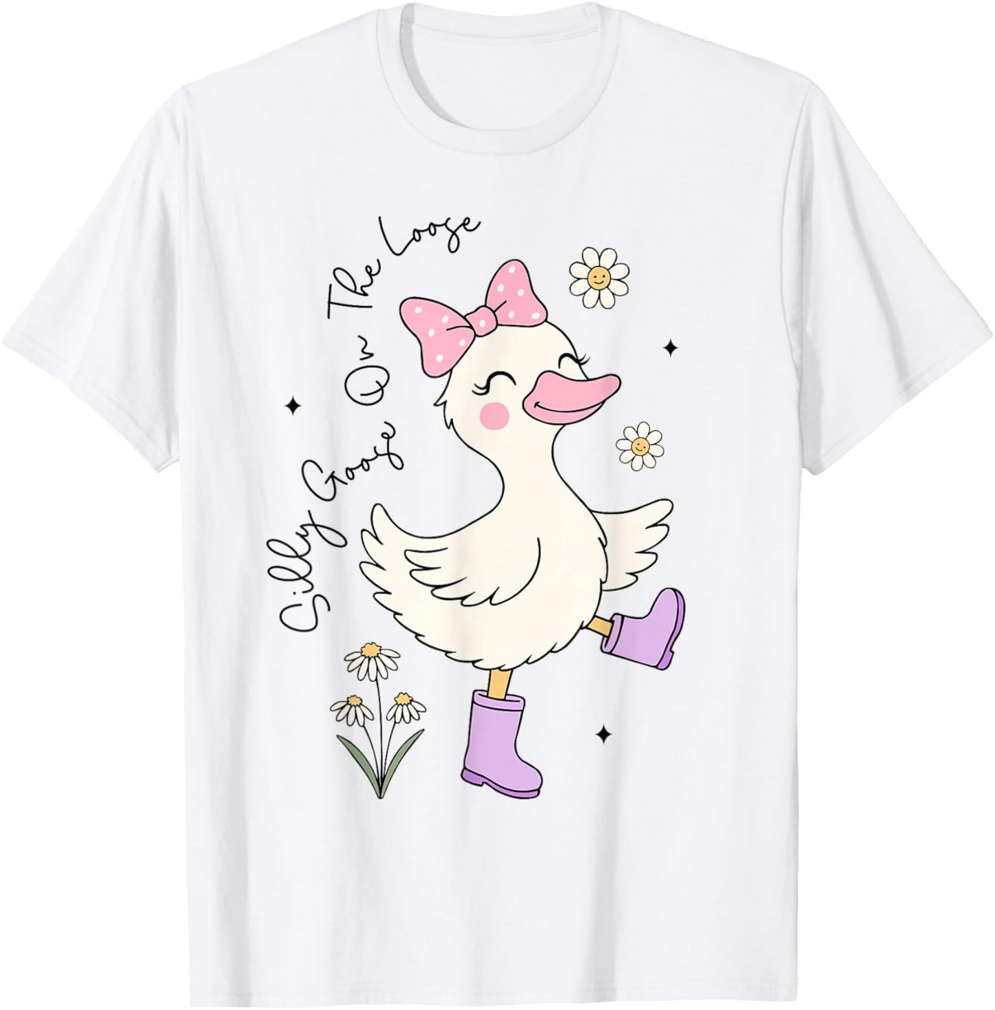 Funny Silly Goose On The Loose Silly Goose Girl Kids T-Shirt - T-Shirt | White