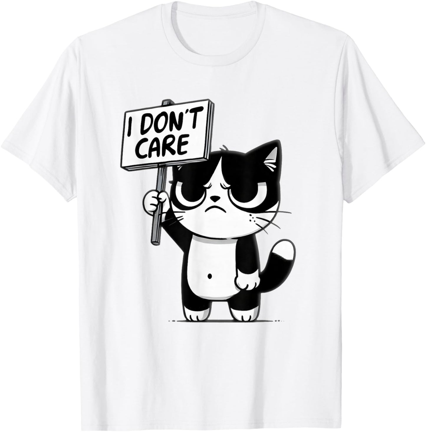 Funny Cat, Sarcastic Grumpy Mood, Family Kids Kitten Meme T-Shirt - T-Shirt | White