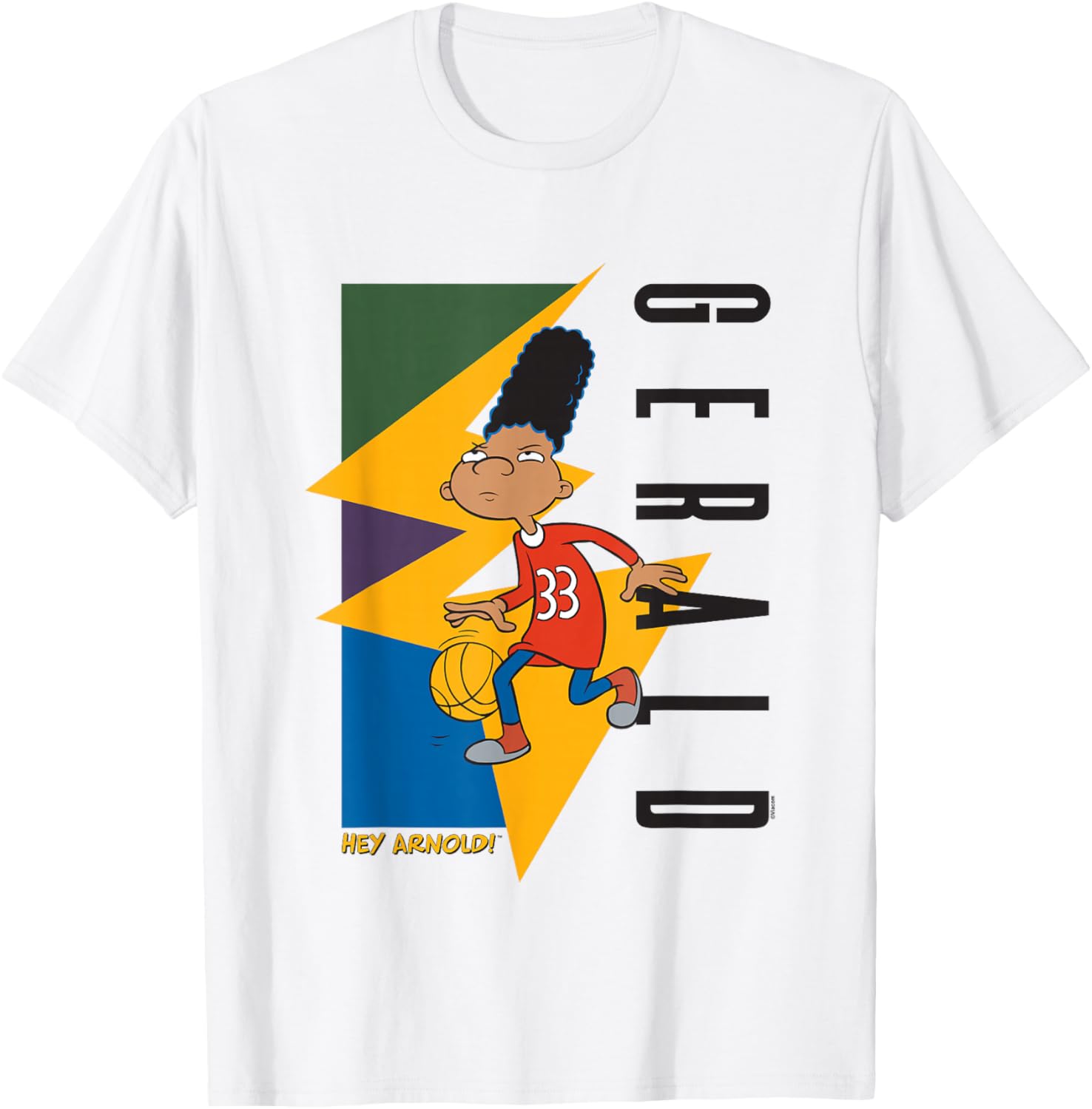 Hey Arnold! Iconic Gerald Playing 90's Vibe Big Chest Poster T-Shirt - T-Shirt | White
