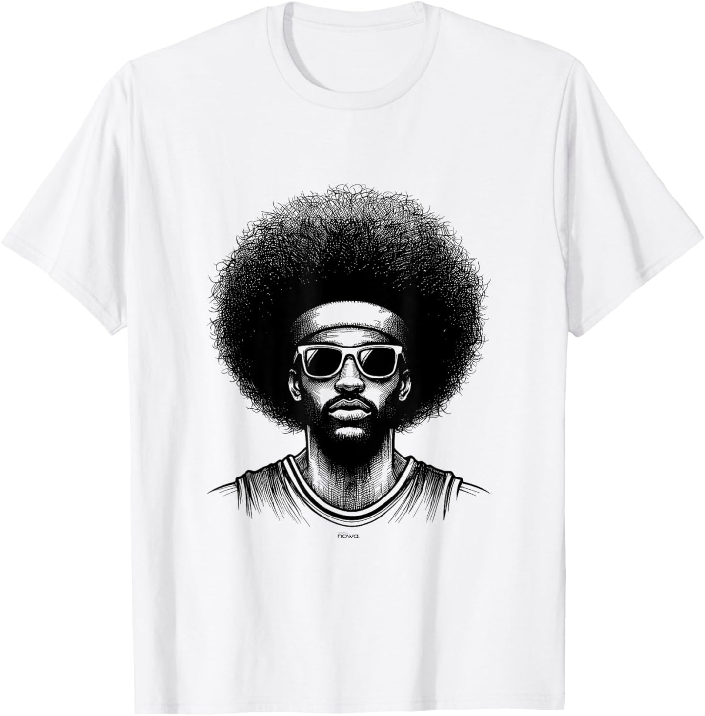 Big Afro Ad Anthony with Sunglasses and Headband Basketball T-Shirt - T-Shirt | White