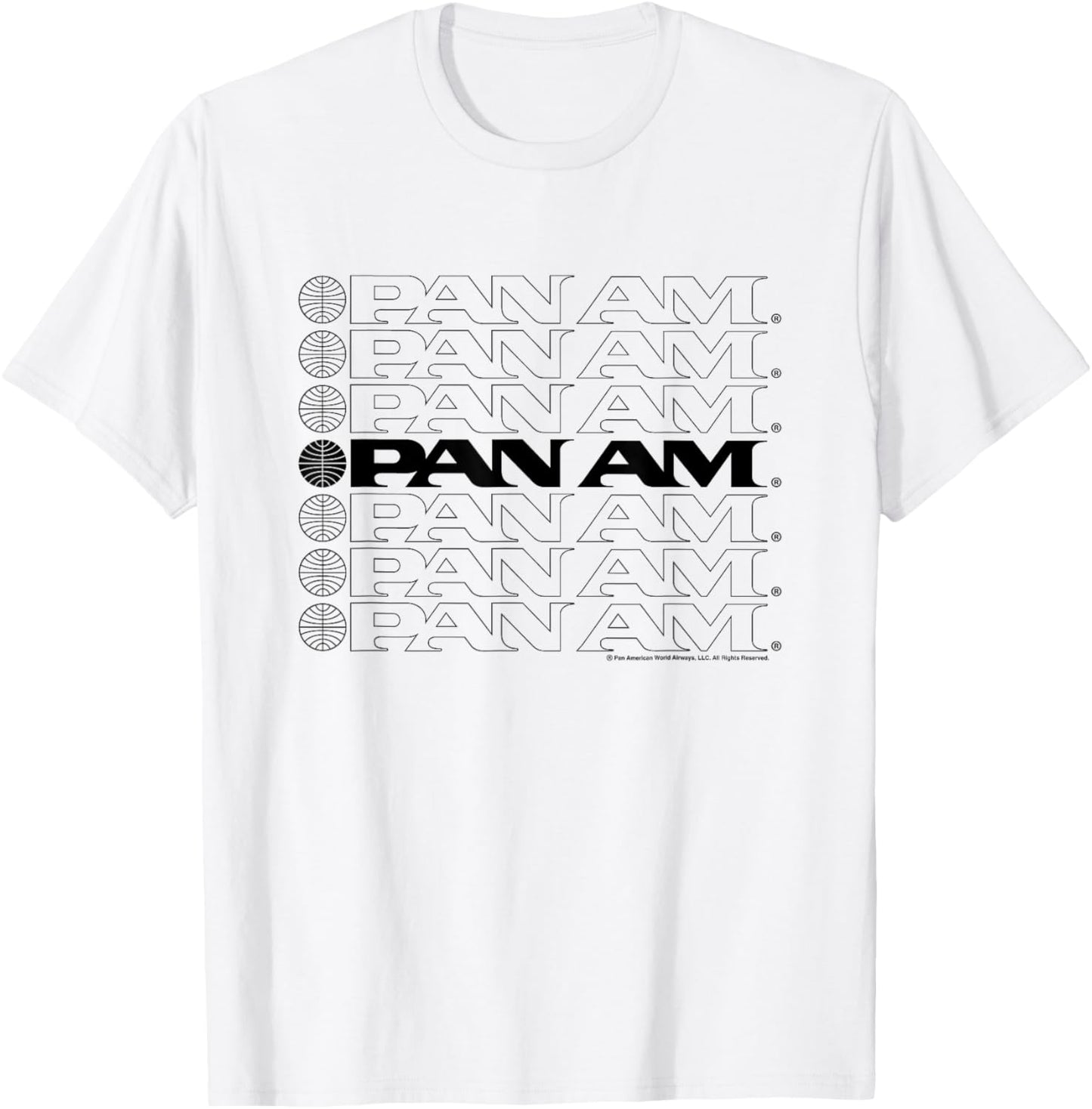 Pan Am Text Logo Cascade T-Shirt - T-Shirt | White