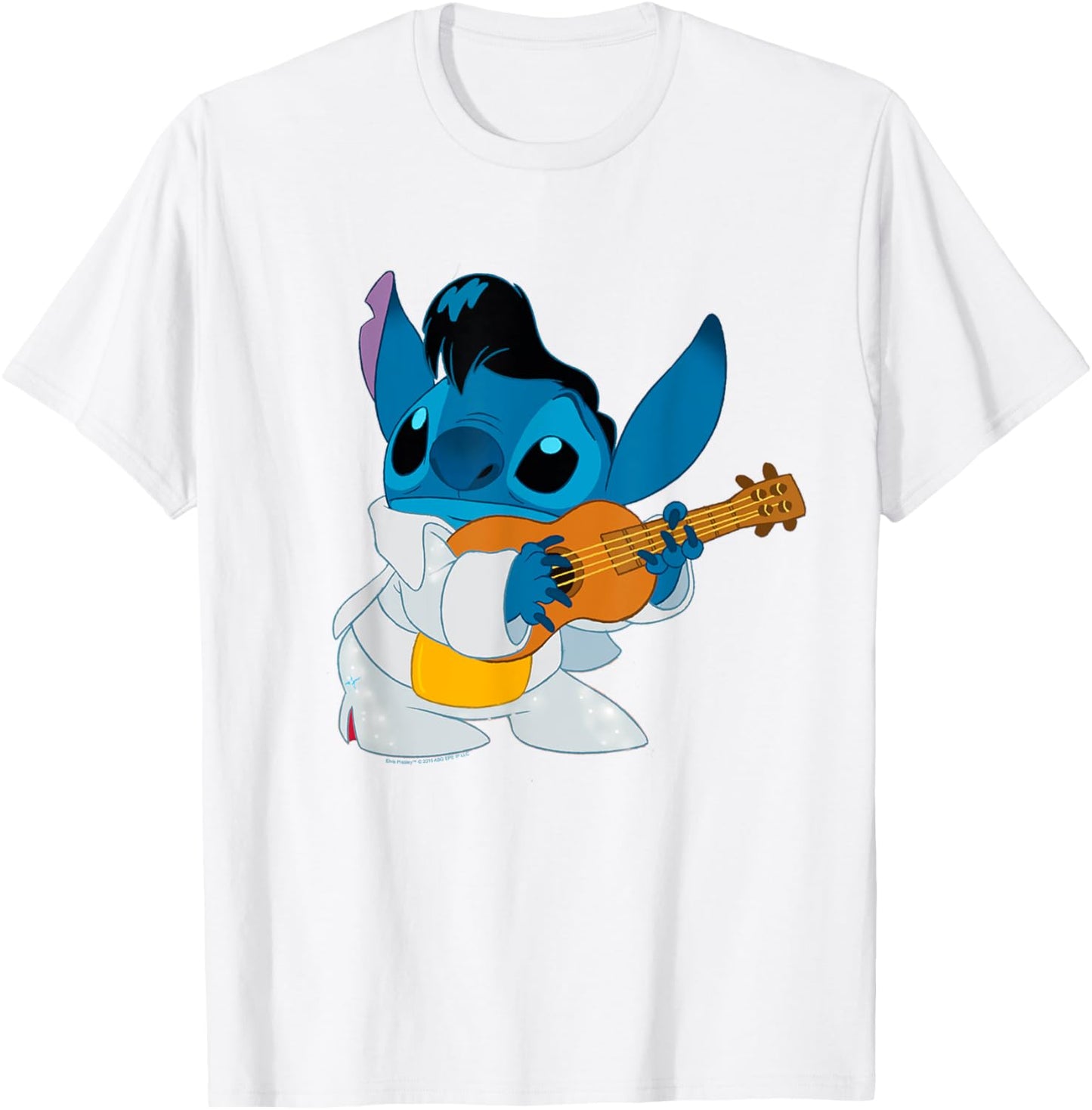 Disney Lilo & Stitch Iconic Elvis Stitch Ready To Play Logo T-Shirt - T-Shirt | White