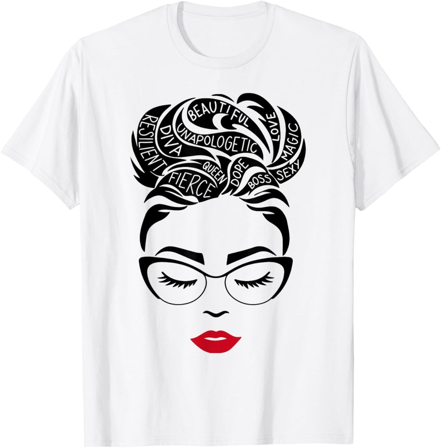 Messy Bun Queen Melanin Black Women African Black History T-Shirt - T-Shirt | White