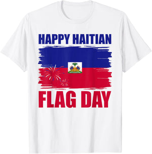 Fireworks Happy Haitian Flag Day Haiti Pride Men Women Kids T-Shirt - T-Shirt | White