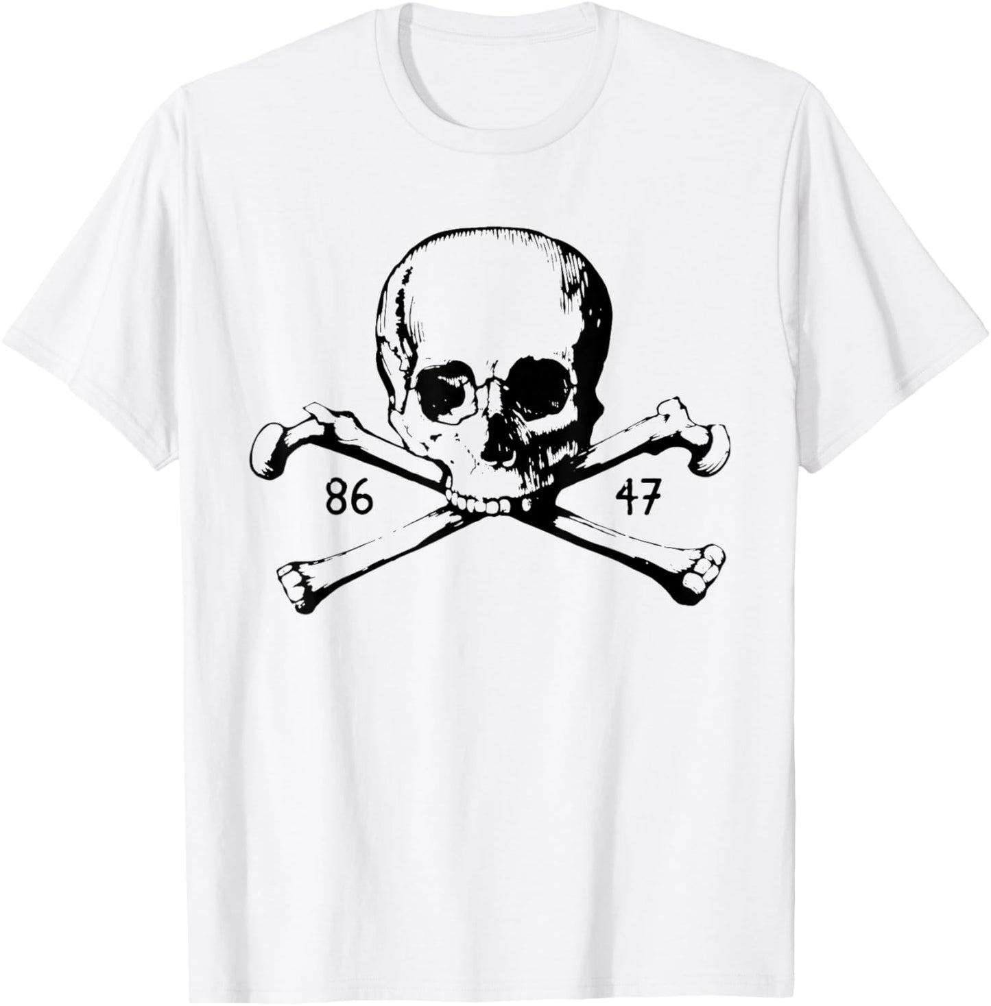 Skull with Glasses 86 47 Retro Distressed Style T-Shirt - T-Shirt | White