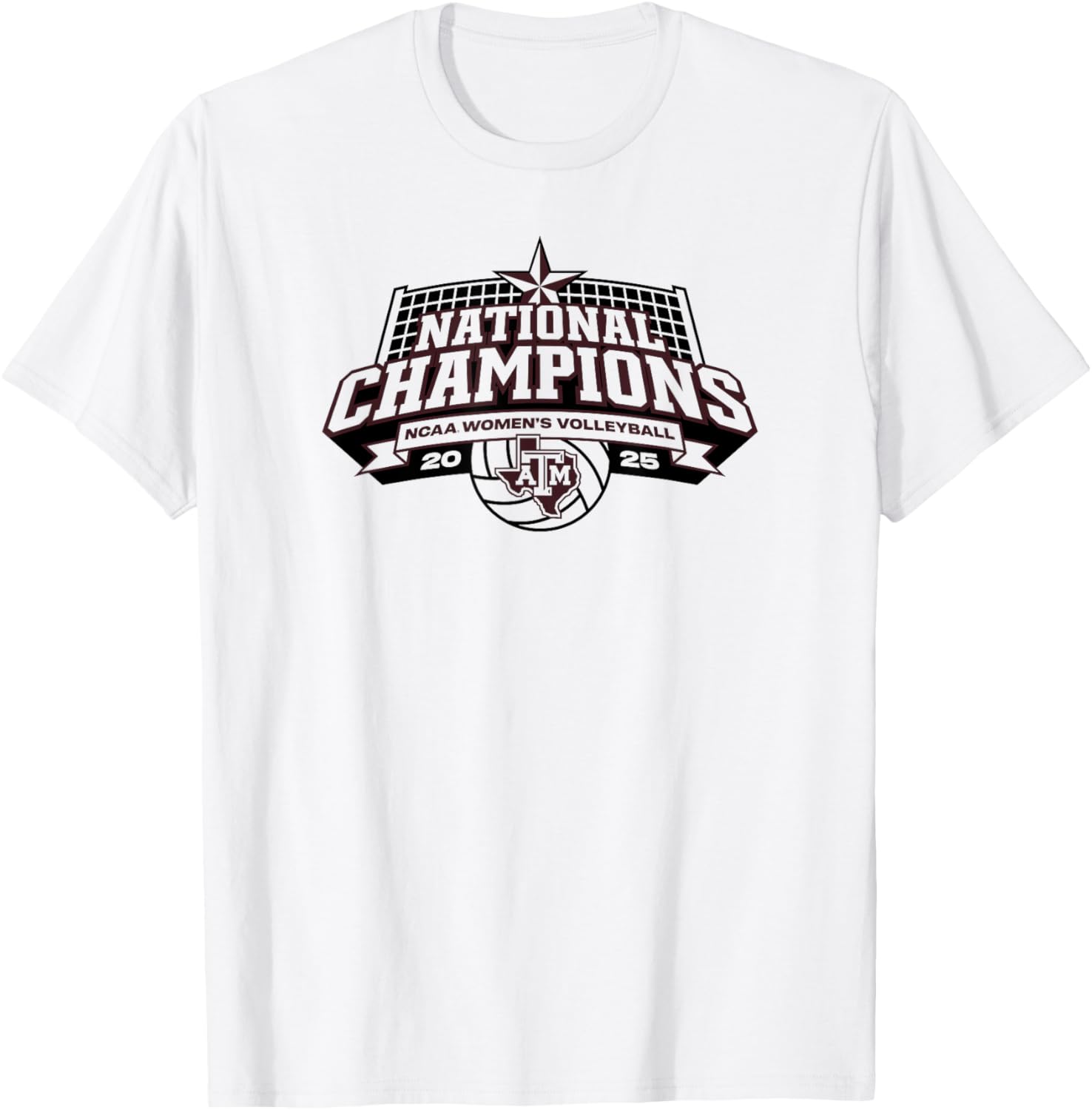 Texas A&M Aggies National Champs 2025 Volleyball Icon White T-Shirt - T-Shirt | White