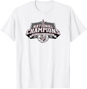 Texas A&M Aggies National Champs 2025 Volleyball Icon White T-Shirt - T-Shirt | White