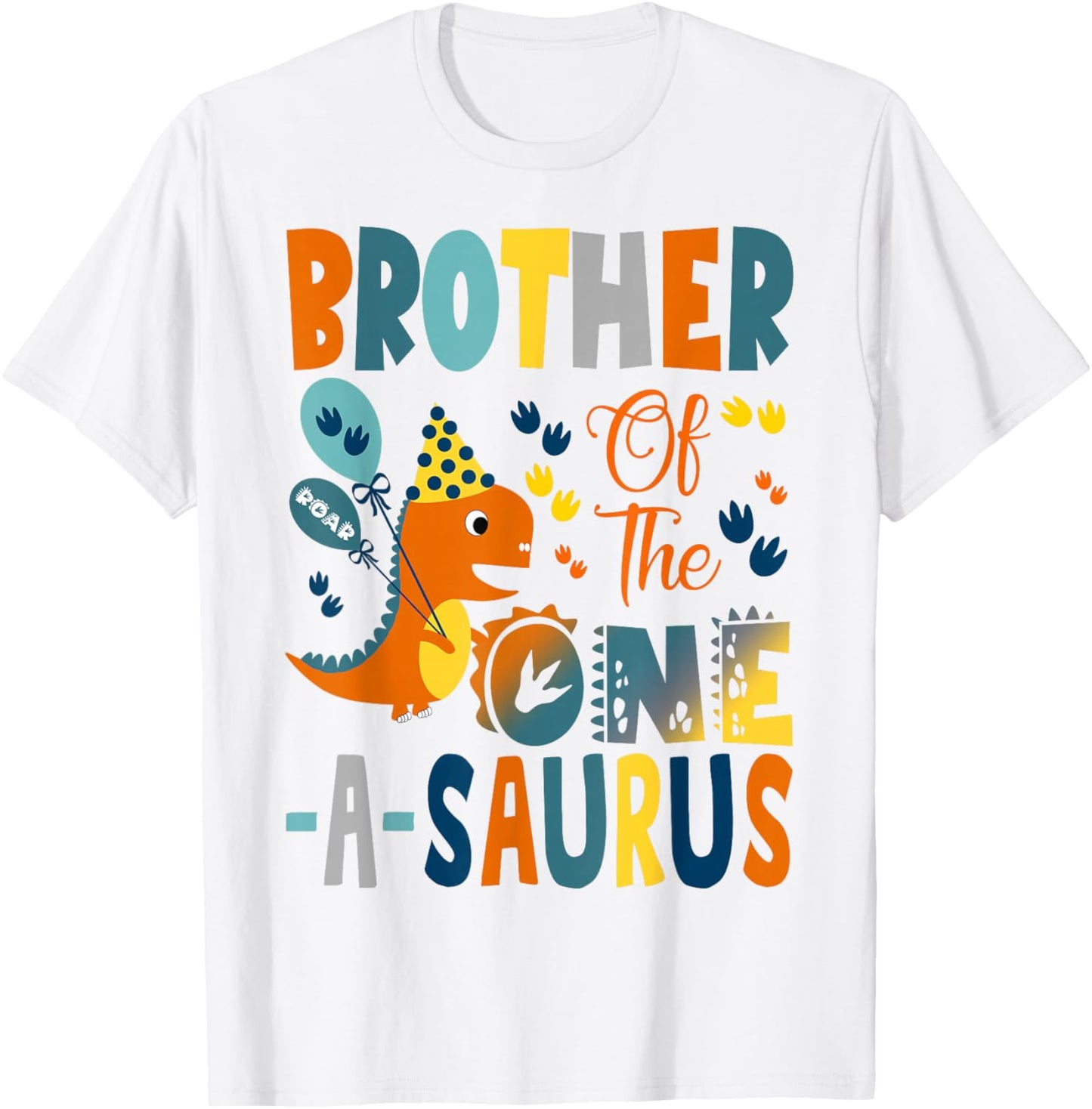 Brother of The One-A-Saurus 1st Birthday Boy Dinosaur T-Shirt - T-Shirt | White