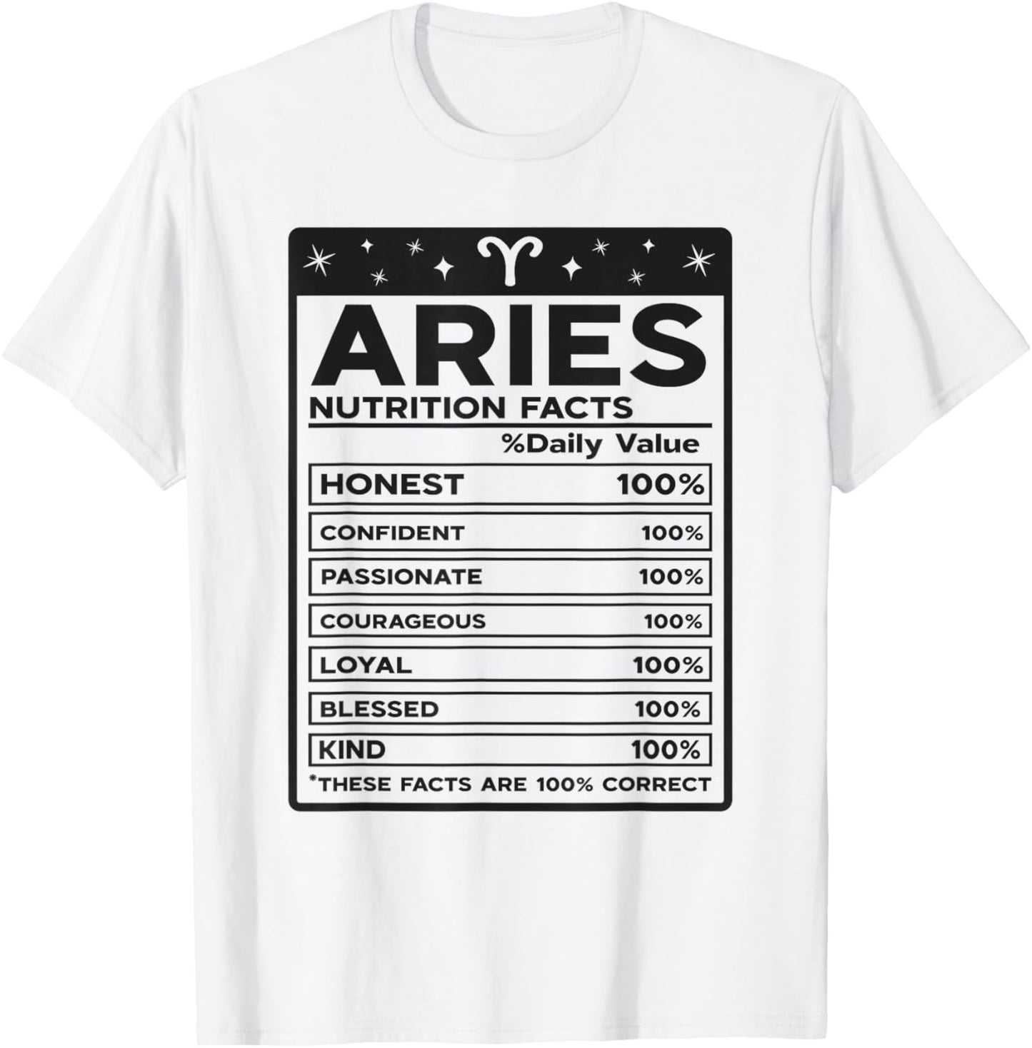 Aries Nutritional Style Zodiac Design, Aries T-Shirt - T-Shirt | White
