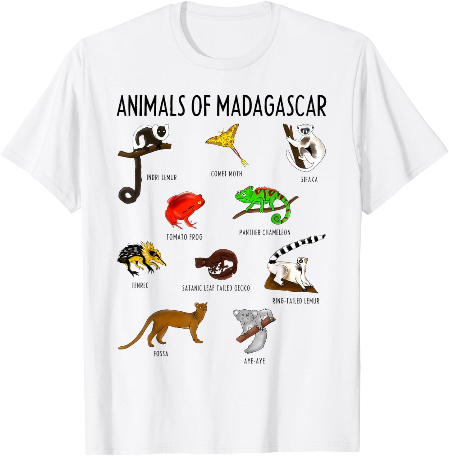 Wild Animals Educational Design for Kids Youth Teen Girl Boy T-Shirt - T-Shirt | White