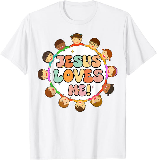 Kid Jesus Loves Me Christian Toddler Girl Women I Heart God T-Shirt - T-Shirt | White