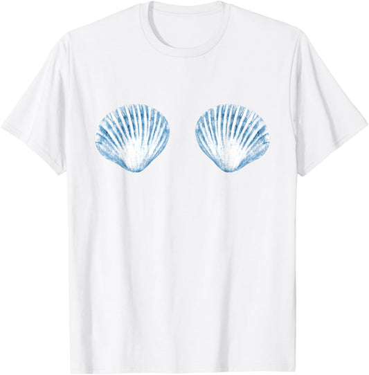 Mermaid Seashell Bachelorette Seashells Bridal Coastal Bra T-Shirt - T-Shirt | White