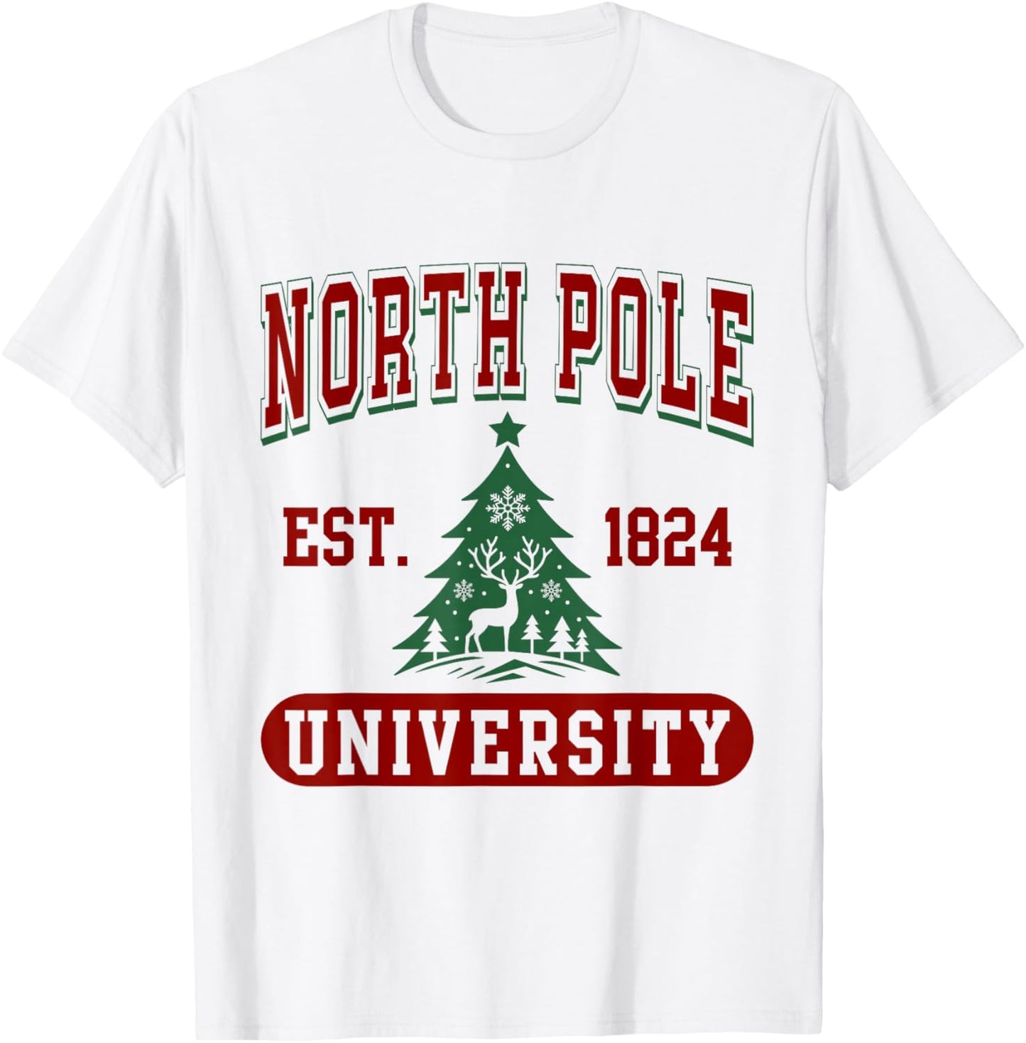 North Pole University Funny Christmas T-Shirt - T-Shirt | White
