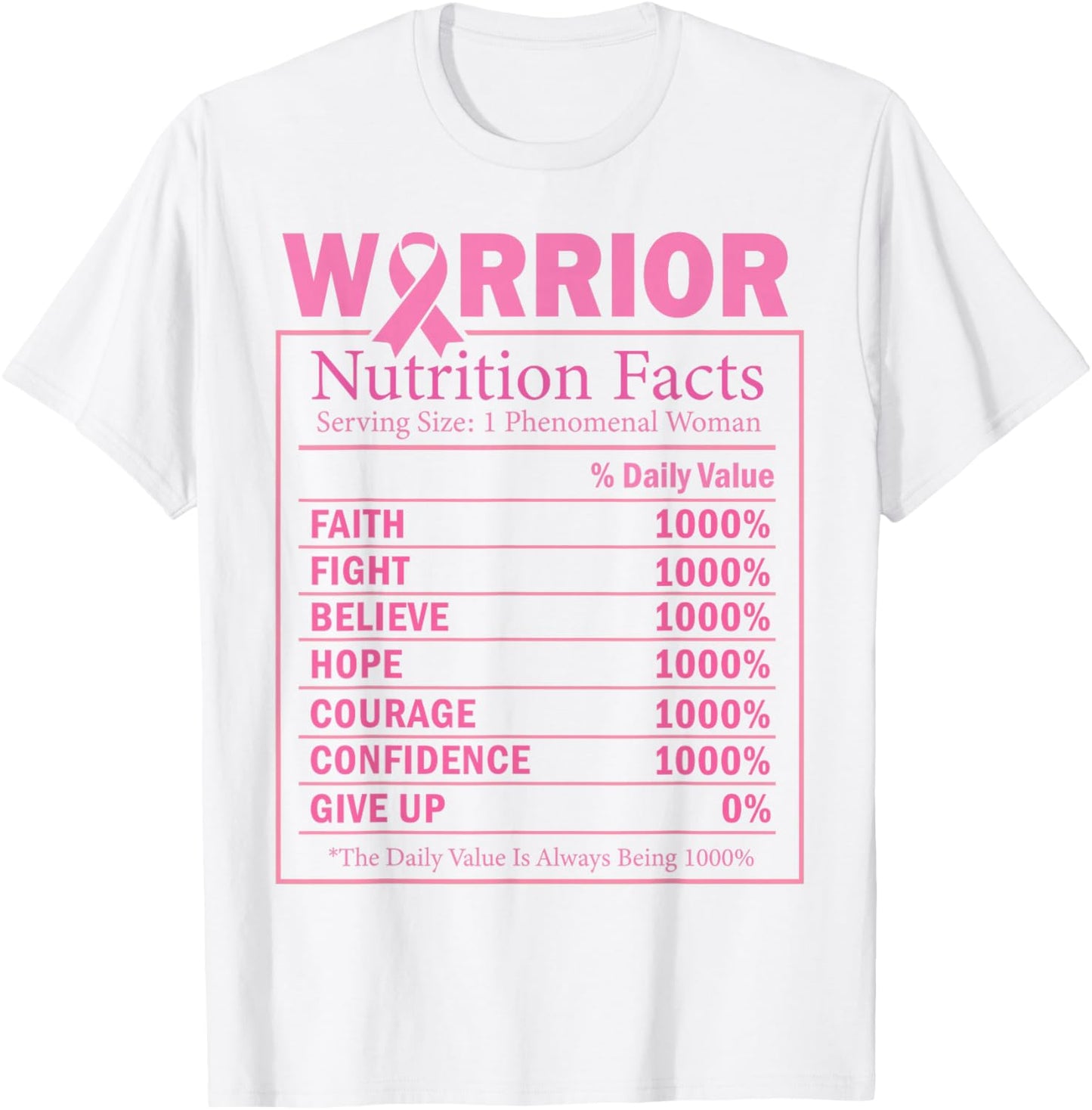 Warrior Nutrition Facts Breast Cancer Awareness T-Shirt - T-Shirt | White